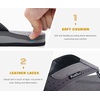 KuaiLu Mens Faux Leather Flip Flops with Comfortable Arch Support(Grey)
