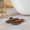 KuaiLu Mens Faux Leather Flip Flops with Comfortable Arch Support(Reddish Brown)