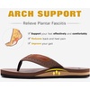 KuaiLu Mens Faux Leather Flip Flops with Comfortable Arch Support(Reddish Brown)