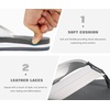 KuaiLu Mens Faux Leather Flip Flops with Comfortable Arch Support(White Grey)