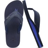 KuaiLu Mens Faux Leather Flip Flops with Comfortable Arch Support(Blue)