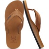 KuaiLu Mens Faux Leather Flip Flops with Comfortable Arch Support(Bright Brown)