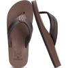 KuaiLu Mens Faux Leather Flip Flops with Comfortable Arch Support(Brown Reddish)