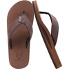 KuaiLu Mens Faux Leather Flip Flops with Comfortable Arch Support(Coffee)