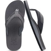 KuaiLu Mens Faux Leather Flip Flops with Comfortable Arch Support(Grey)