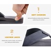 KuaiLu Mens Faux Leather Flip Flops with Comfortable Arch Support(Dark Grey)