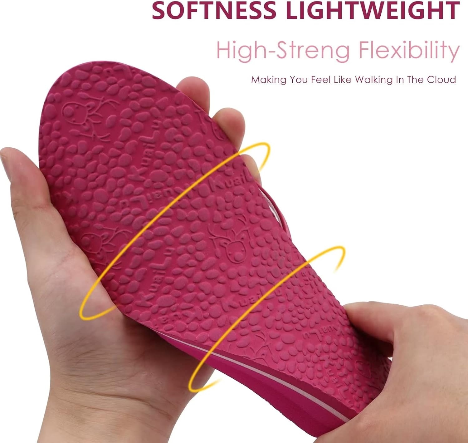 image:imageKuaiLu Womens Fashion Flip Flops Ladies Summer Beach Yoga Mat Thong SandalsBright Pink
