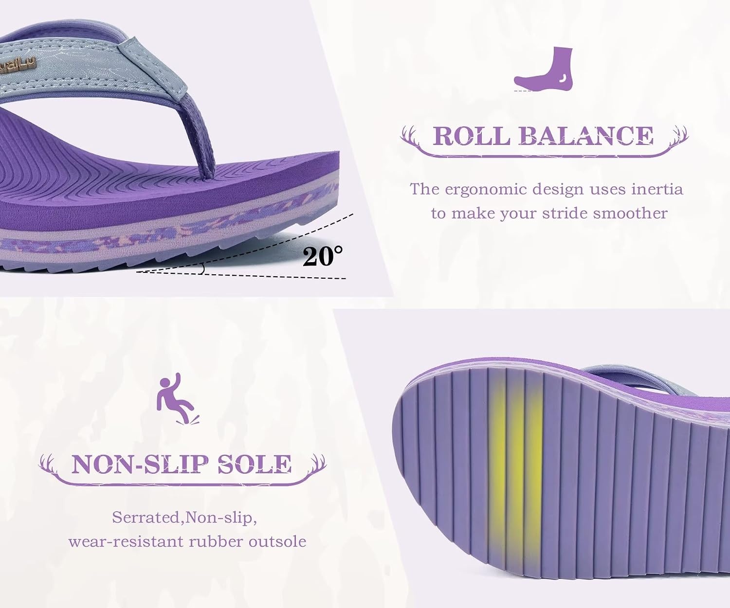 image:imageKuaiLu Womens Platform Flip Flops Arch Support Yoga Mat Boho Dressy SandalPurple