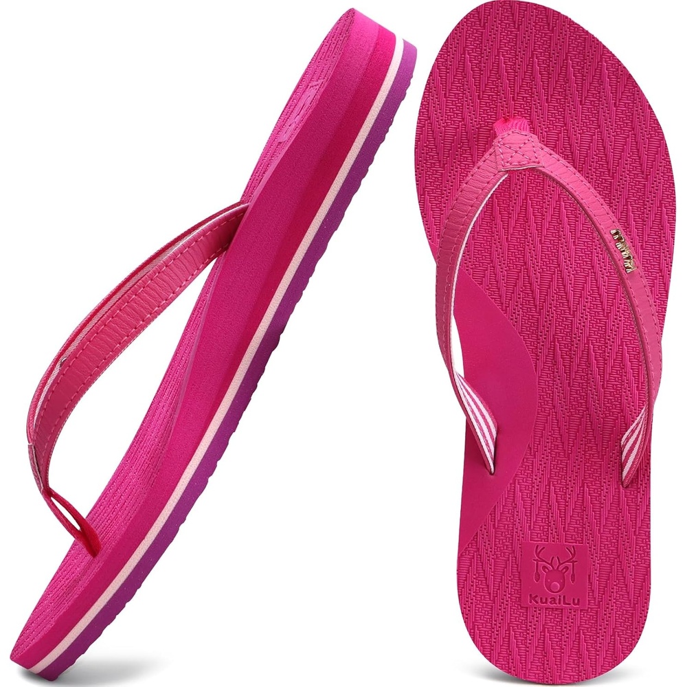 image:imageKuaiLu Womens Fashion Flip Flops Ladies Summer Beach Yoga Mat Thong SandalsBright Pink