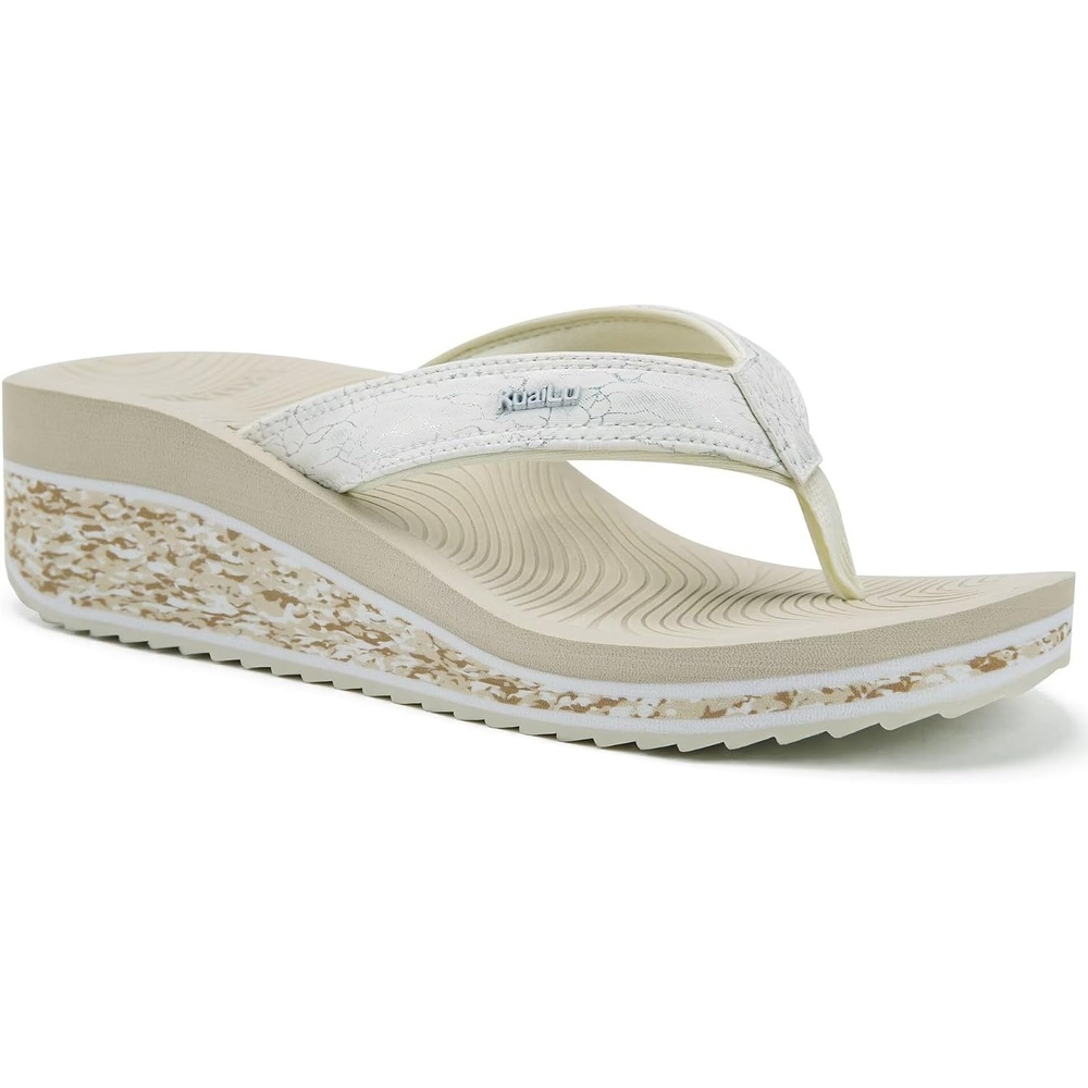 image:imageKuaiLu Womens Platform Flip Flops Arch Support Yoga Mat Boho Dressy SandalBeige White