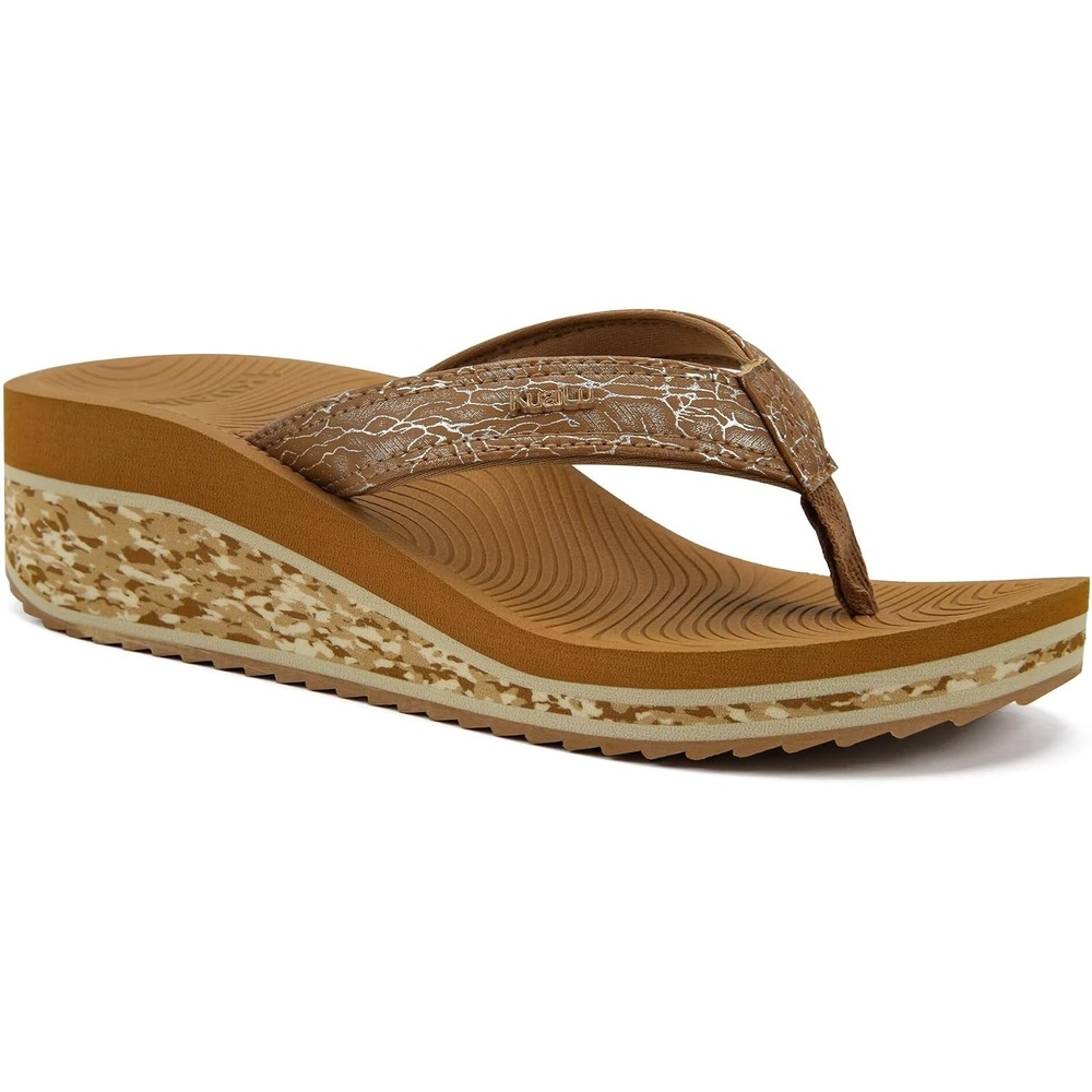 image:imageKuaiLu Womens Platform Flip Flops Arch Support Yoga Mat Boho Dressy SandalKhaki