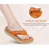 KuaiLu Womens Orthotic Cushion Flip Flops Sandals with Arch Support Footbed(Orange Khaki)