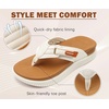 KuaiLu Womens Orthotic Cushion Flip Flops Sandals with Arch Support Footbed(White Khaki)