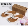 KuaiLu Womens Orthotic Cushion Flip Flops Sandals with Arch Support Footbed(White Khaki)