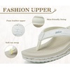 KuaiLu Womens Platform Flip Flops Arch Support Yoga Mat Boho Dressy Sandal(Beige White)
