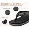 KuaiLu Womens Platform Flip Flops Arch Support Yoga Mat Boho Dressy Sandal(Black)