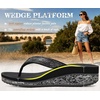 KuaiLu Womens Platform Flip Flops Arch Support Yoga Mat Boho Dressy Sandal(Black)