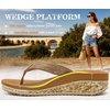 KuaiLu Womens Platform Flip Flops Arch Support Yoga Mat Boho Dressy Sandal(Khaki)