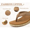KuaiLu Womens Platform Flip Flops Arch Support Yoga Mat Boho Dressy Sandal(Khaki)