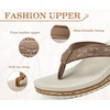 KuaiLu Womens Platform Flip Flops Arch Support Yoga Mat Boho Dressy Sandal(Khaki Beige)