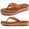 KuaiLu Flip Flops for Women With Arch Support Ladies Soft Yoga Mat Cushion Platform Thong Sandals Dressy Womans Lightweight Summer Slip On Beach Flip Flop Sandles, Khaki US9