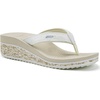 KuaiLu Womens Platform Flip Flops Arch Support Yoga Mat Boho Dressy Sandal(Beige White)