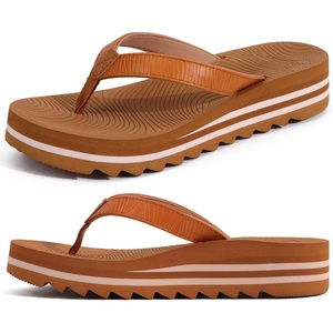 KuaiLu Flip Flops for Women With Arch Support Ladies Soft Yoga Mat Cushion Platform Thong Sandals Dressy Womans Lightweight Summer Slip On Beach Flip Flop Sandles, Khaki US9