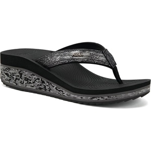 KuaiLu Womens Platform Flip Flops Arch Support Yoga Mat Boho Dressy Sandal(Black)