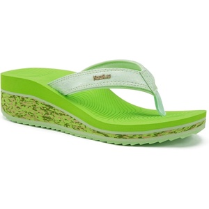 KuaiLu Womens Platform Flip Flops Arch Support Yoga Mat Boho Dressy Sandal(Lemon Green)