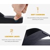 KuaiLu Mens Faux Leather Flip Flops with Comfortable Arch Support(Coal Black)