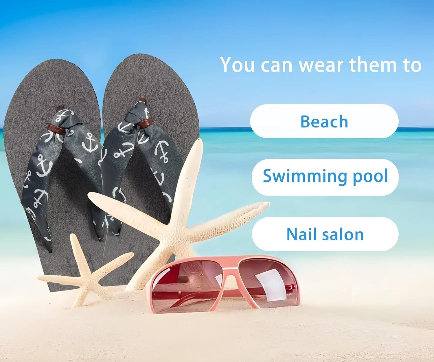 image:imageKuaiLu Flip Flops for Women with Arch Support Summer Beach Thong SandalsSilkgrey