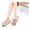 KuaiLu Womens Arch Support Slides Slippers Indoor Outdoor Casual Outfits(Beige Plush(choose One Size Larger))