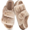 KuaiLu Womens Arch Support Slides Slippers Indoor Outdoor Casual Outfits(Beige Plush(choose One Size Larger))