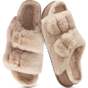 KuaiLu Womens Arch Support Slides Slippers Indoor Outdoor Casual Outfits(Beige Plush(choose One Size Larger))